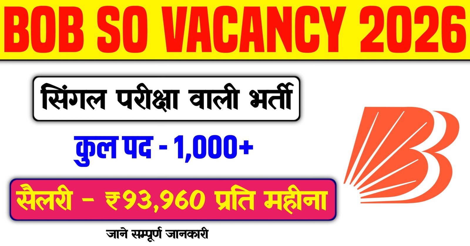 BOB SO Vacancy 2026