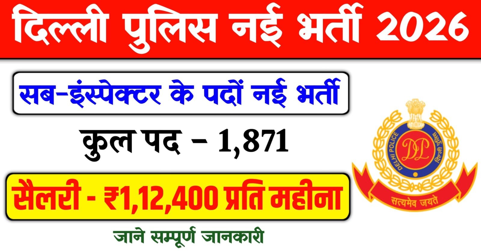 Delhi Police SI Vacancy 2026